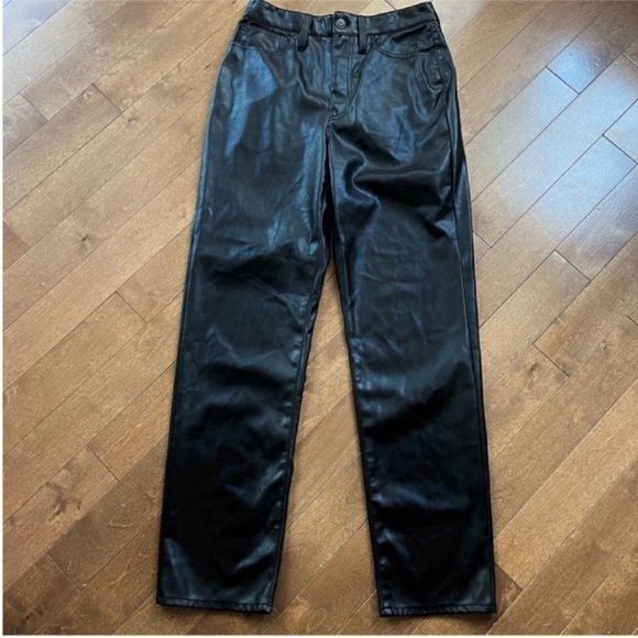Madewell Straight Leg Faux Leather Pants 31” Inseam - Picture 2 of 4